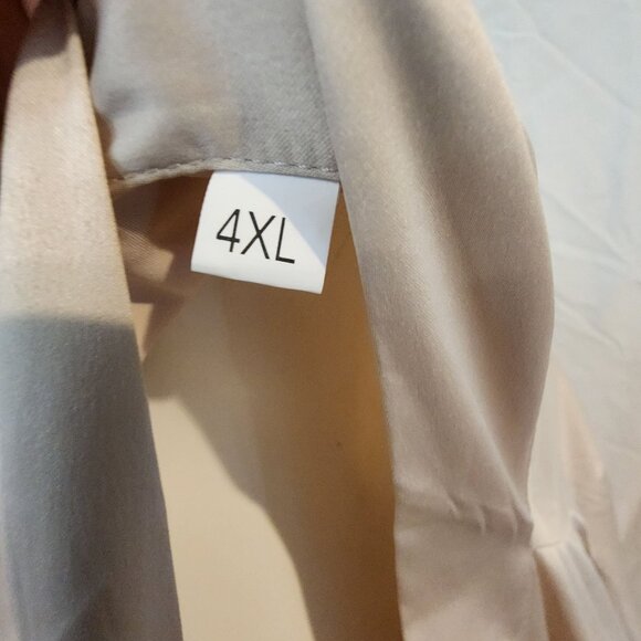 Maid of Honor Bridal Party Robe Silk Satin Lace Trim Spa Robe Plus Size 4XL Tan - Picture 8 of 10